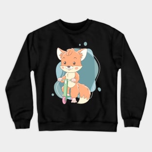 Cute and Smart Cookie Sweet fox riding on a scooter cute baby outfit Crewneck Sweatshirt